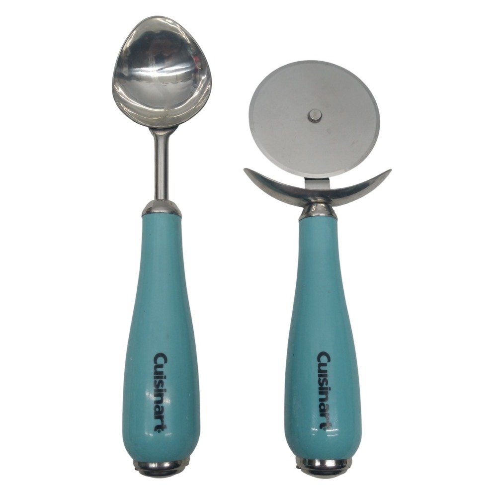 Cuisinart Turquoise Aqua Handle‎ Stainless Ice Cream Scoop, Round Pizza Cutter